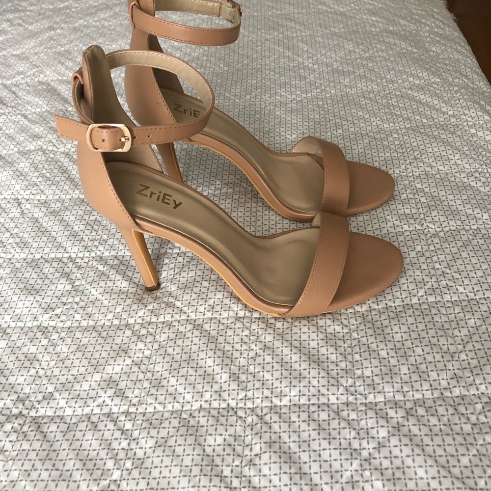 Nude strappy heels